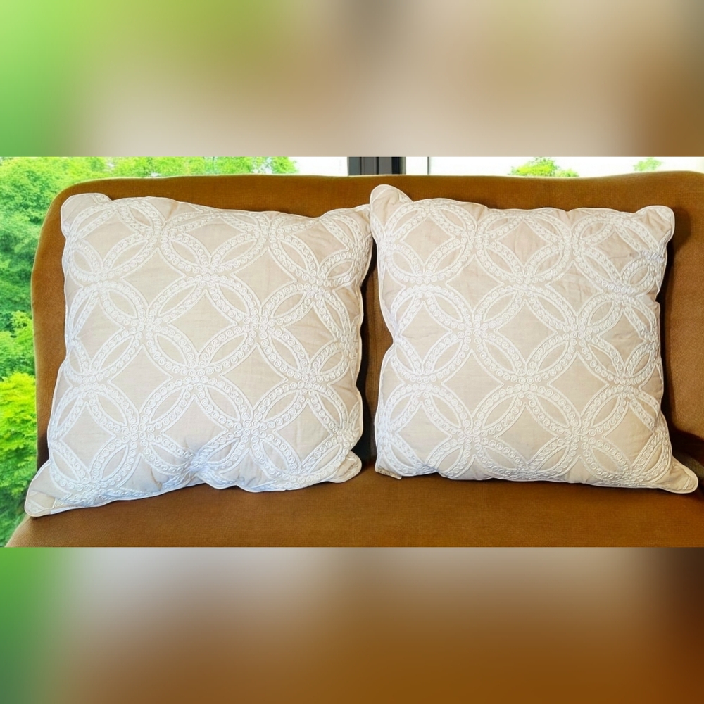 Artistic Accents Tan Embroidered Throw Pillows